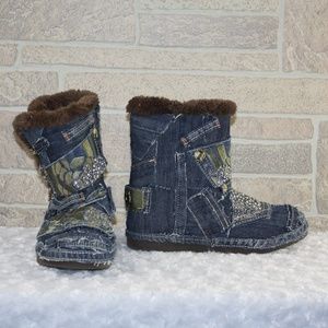 Girls Fur Faux Upcycled Custom Patchwork Boots 5